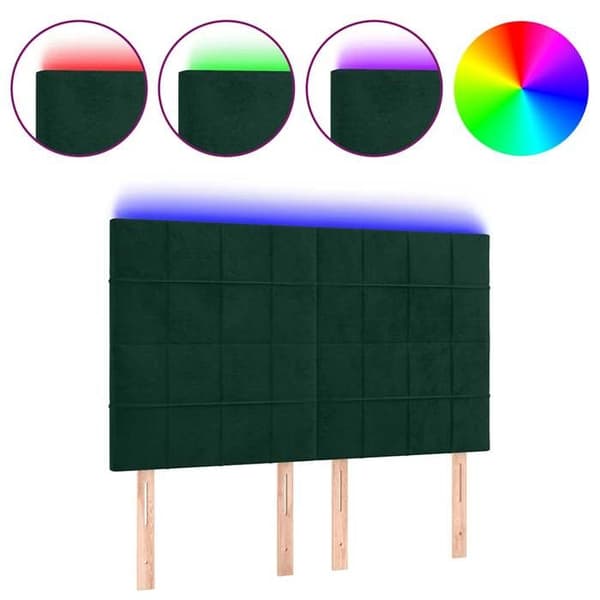 Maison Exclusive - LED-päätylevy Tummanvihreä 144x5x118/128 cm Sametti Mörkgrön