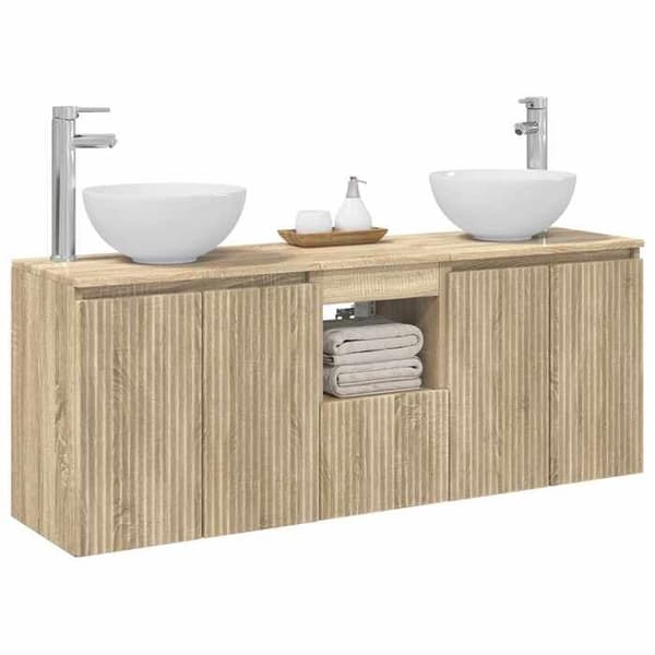 Maison Exclusive - 3-delars badrumsskåpset Sonoma-ek Sonoma ek