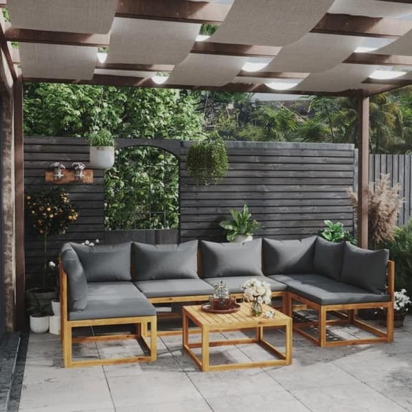 Maison Exclusive - Havegruppe 7 stk med pude i solid akacietræ