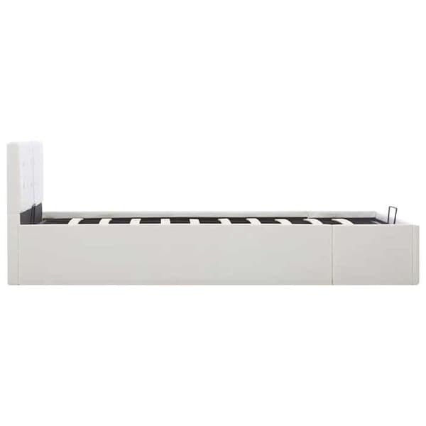 Sengestel - EKSKLUSIV HUS - 120x200 - Hvid kunstlæder - Hydraulisk opbevaring - Lamelseng Vit