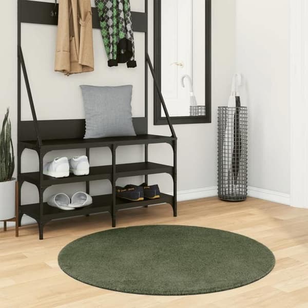 Maison Exclusive - Tæppe HUARTE Grøn Ø 100 cm 100% Polyester Flad Grön skog