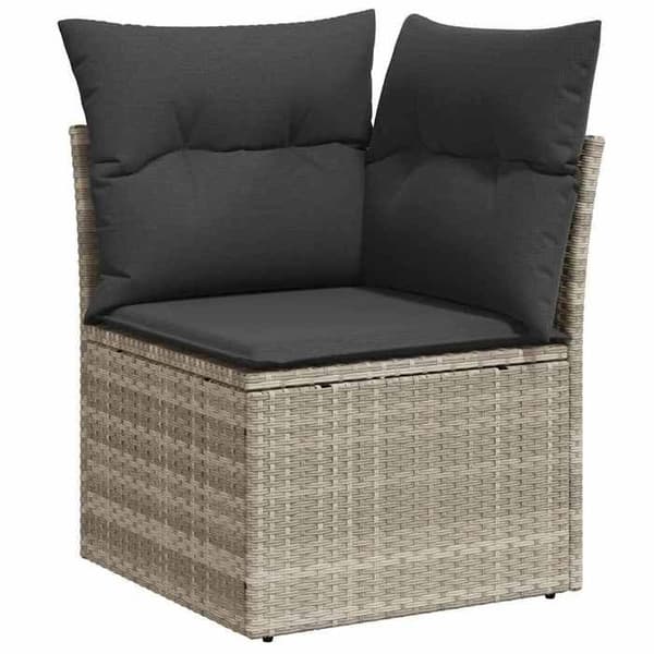 Maison Exclusive - Trädgårdsmöbler med kuddar 7 delar ljusgrå flätad resin
