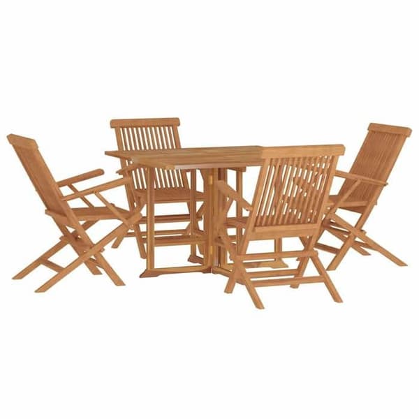 Maison Exclusive - Fällbart utomhusmatbordset 5 delar i solid teak