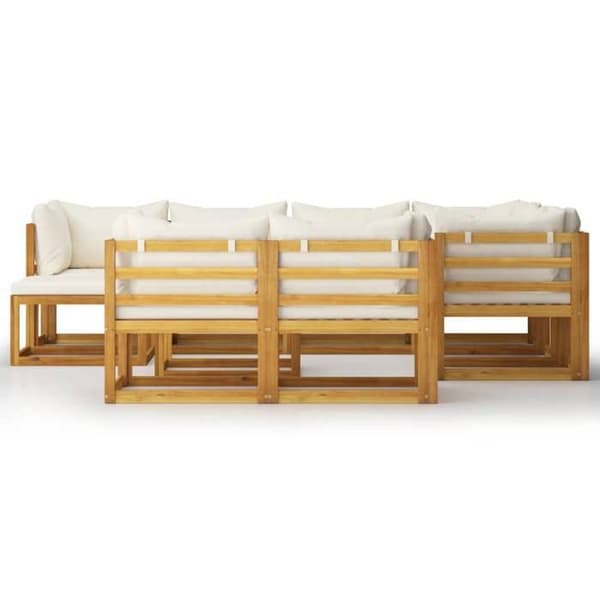 Maison Exclusive - Trädgårdsmöbler 10 delar med kuddar Creme Solid akaciaträ