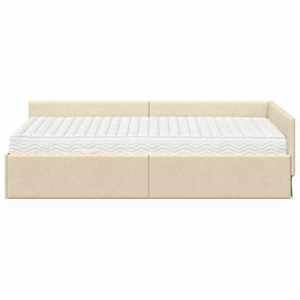 Maison Exclusive - Hörnsängram med madrass 2 pc Kräm 90 x 200 cm tyg Grädde