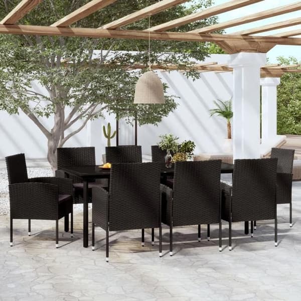 Maison Exclusive - Have spisebordssæt 9 dele Sort