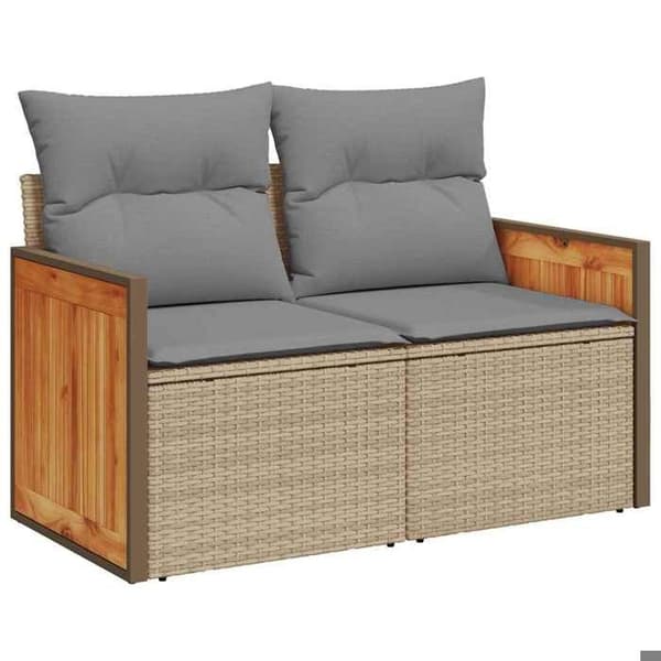 Maison Exclusive - Trädgårdsmöbler med kuddar 8 delar beige flätad resin