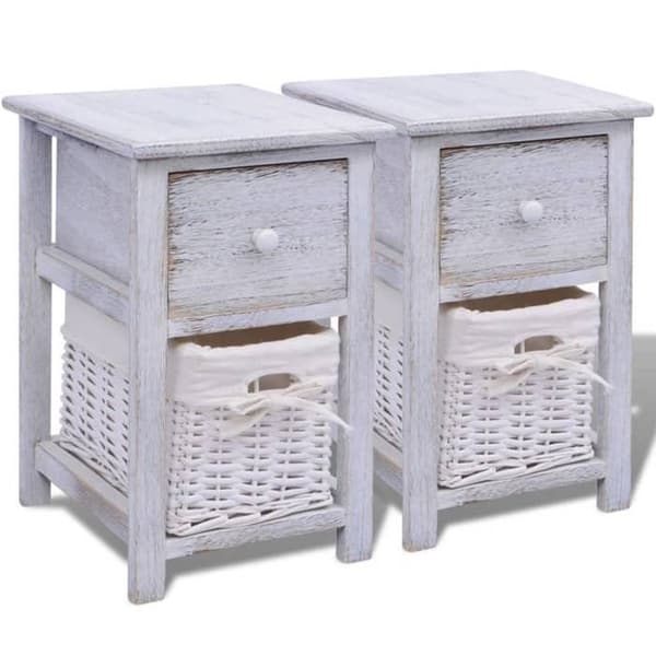 Maison Exclusive - 2 stk nattelampe hvid træ Vit