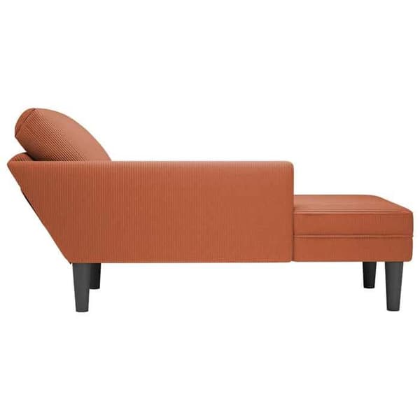 Maison Exclusive - Långfåtölj med röd orange kudde i ribbat sammetstyg