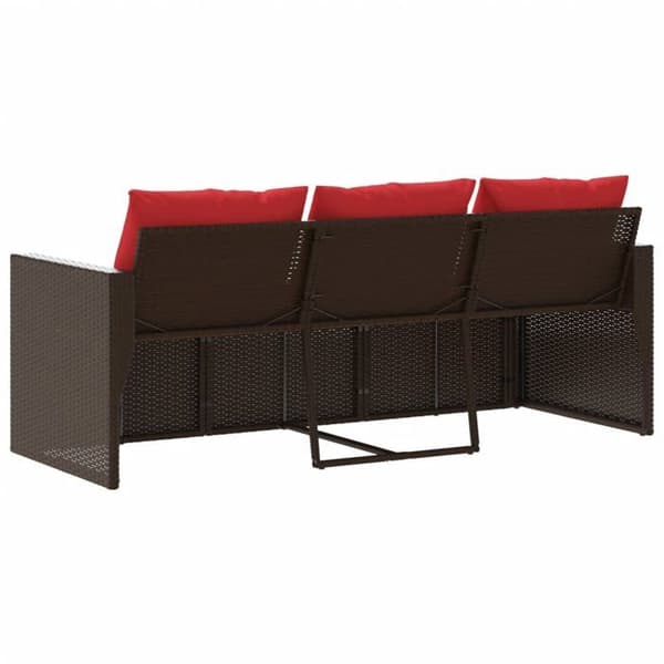 Maison Exclusive - Trädgårdsoffa med kuddar 3 platser brun flätad resin
