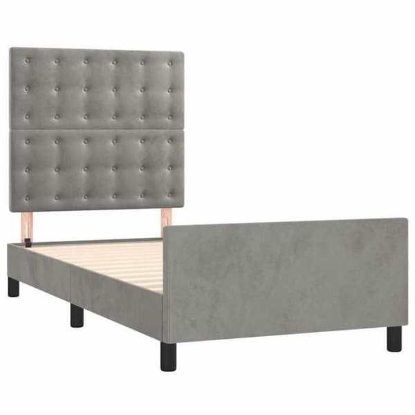 Maison Exclusive - Sängram utan madrass ljusgrå 80x200 cm sammet
