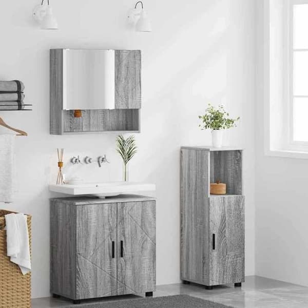Maison Exclusive - 3 kpl kylpyhuonekalustesarja Harmaa Sonoma