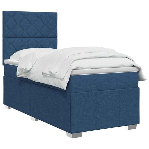 Maison Exclusive - Boxspring säng med madrass Blå 100 x 200 cm Tyg