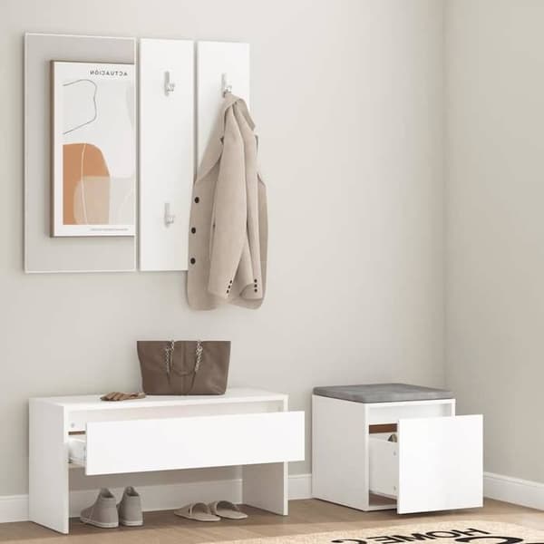 Maison Exclusive - Sæt af møbler til gangen Hvid Ingeniørtræ