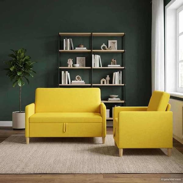 Maison Exclusive - Soffa med förvaring 2 st Gul ljus Polyester