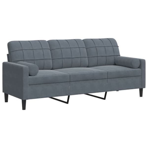 Maison Exclusive - Soffa 3 platser med mörkgrå kuddar 180 cm sammet