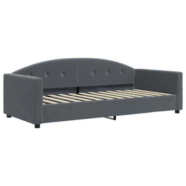 Dagsäng - EXKLUSIVT HUS - 90x200 cm - Mörkgrå sammet - Inkluderad ribbotten - Metallstruktur mörkgrå
