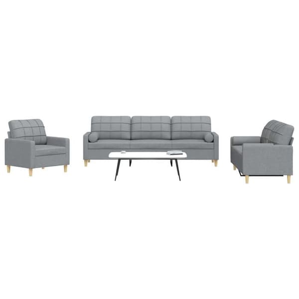 Maison Exclusive - Sæt af 3 sofaer med lysegrå dekorative puder i stof