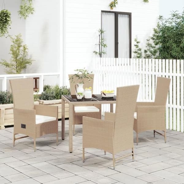 Maison Exclusive - Puutarhakalusteryhmä tyynyillä 5 kpl Beige polyrottinki