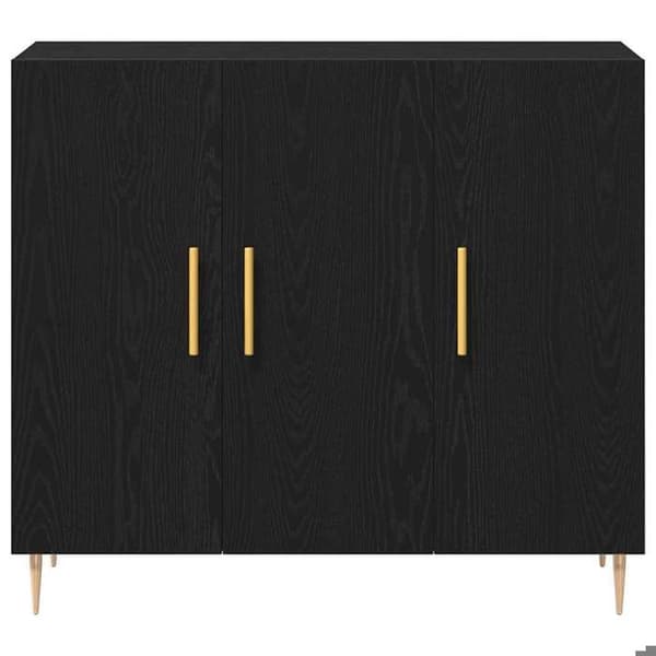 Maison Exclusive - Buffet Sort egetræ 90 x 34 x 80 cm Ingeniørtræ