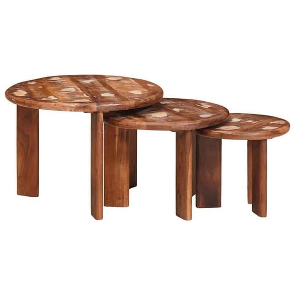 Sammenklappelige lav borde - MAISON EXCLUSIVE - Sæt af 3 stk - Gul - Ø54 x 40 cm - Stabelbare