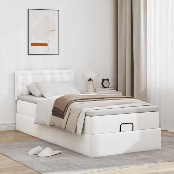 Sängsoffa - Maison Exclusive - 90x190 cm - Vit konstläder - Hydraulisk förvaring Vit