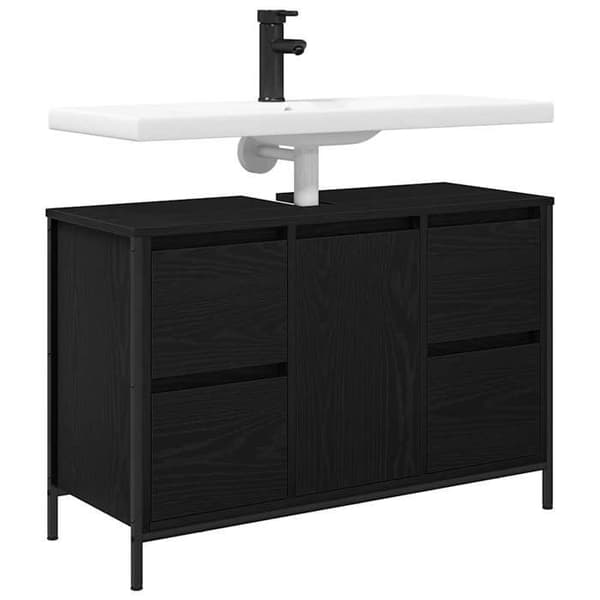 Maison Exclusive - Møbel under vask med skuffer i sort eg 90x34,5x60 cm