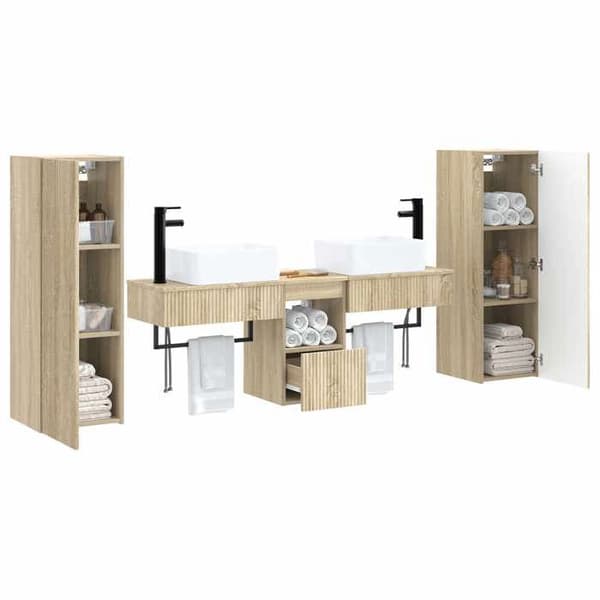 Maison Exclusive - Sæt af 5 pc badeværelsesmøbler Sonoma Eg Sonoma ek