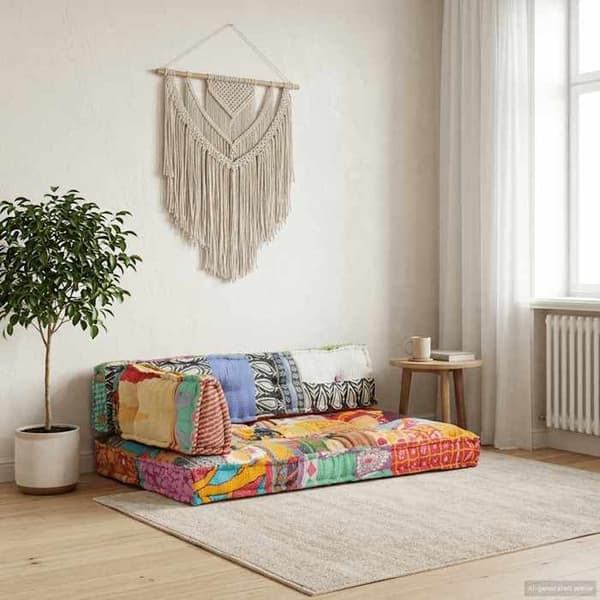 Sofa pude - EKSKLUSIV HUS - Palette - Multifarvet patchwork - Bomuld - Tykt fyld Flerfärgad