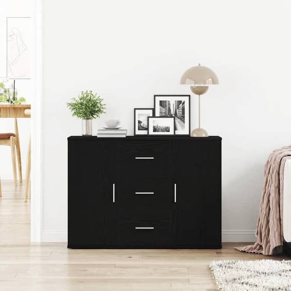 Maison Exclusive - Buffet i sort egetræ 91x29,5x65 cm i ingeniørtræ