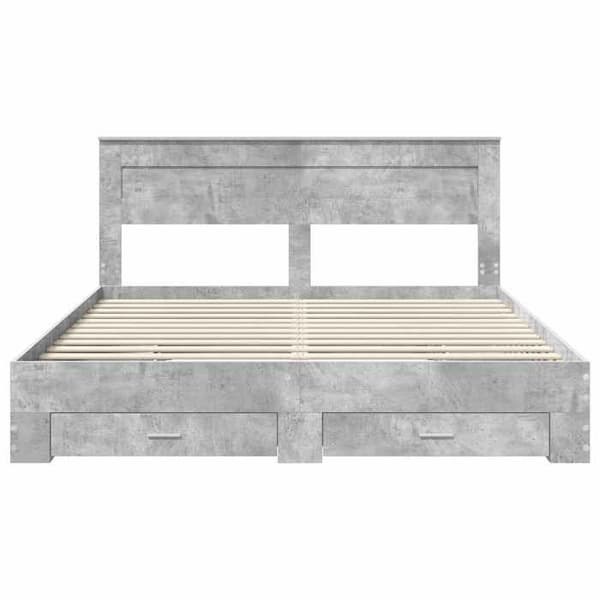 Maison Exclusive - Sängram Grå betong 200 x 200 cm Ingenjörsträ