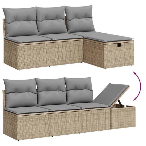 Maison Exclusive - Trädgårdsmöbler med kuddar 8 delar beige flätad resin