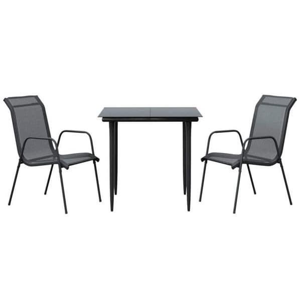 Maison Exclusive - Have spisebordssæt 3 dele sort textilene og stål Svart