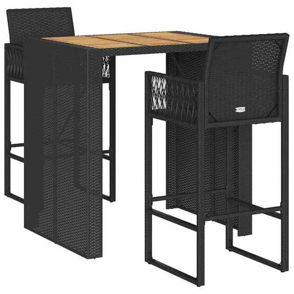 Havemøbel sæt - MAISON EXCLUSIVE - Uden puder - Sort - Holdbart poly rattan - Stålramme Svart
