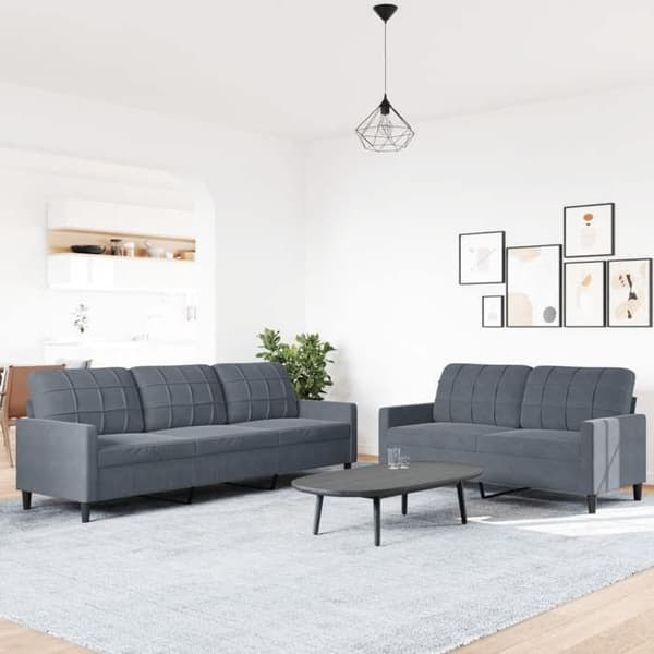 Maison Exclusive - Sæt af 2 sofaer med puder Mørkegrå Velour