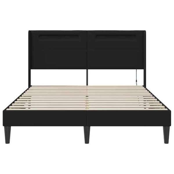 Maison Exclusive - Sengestel med LED-striber Sort 120 x 190 cm Kunstlæder Svart