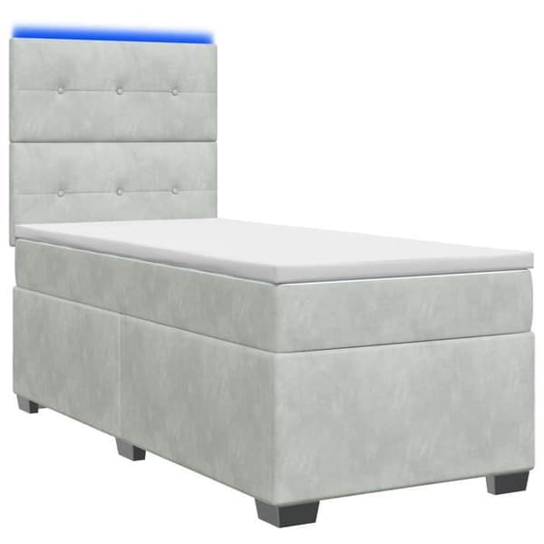 Maison Exclusive - Sängbox med madrass Ljusgrå 90 x 200 cm Sammet Ljusgrått