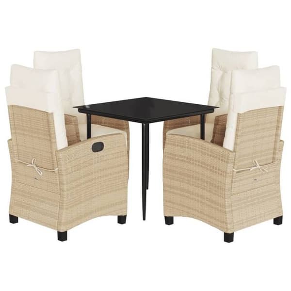 Maison Exclusive - Puutarhakalusteryhmä tyynyillä 5 kpl Beige polyrottinki