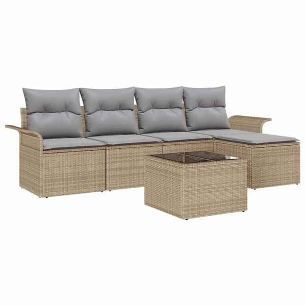 Maison Exclusive - 6 osan beige polyrottinkinen puutarhakalustesetti beige