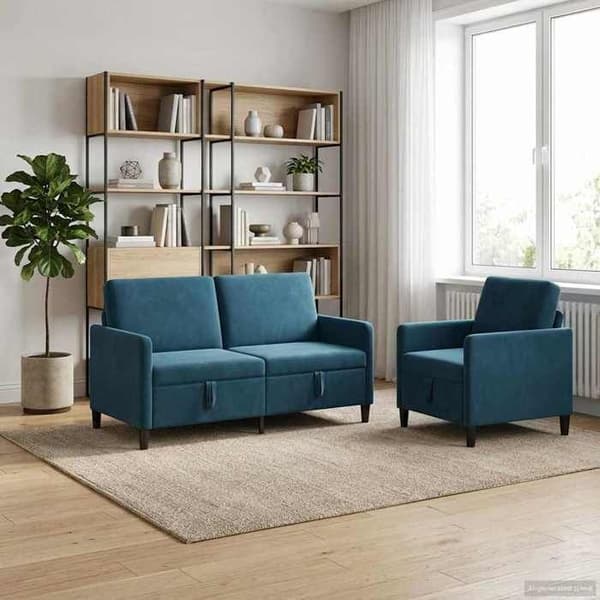 Maison Exclusive - Soffa med förvaring 2 st Blå Polyester Blå
