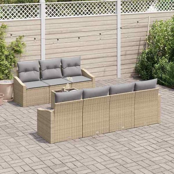 Maison Exclusive - 8 osan sohvasetti beige ja harmaa polyrottinki
