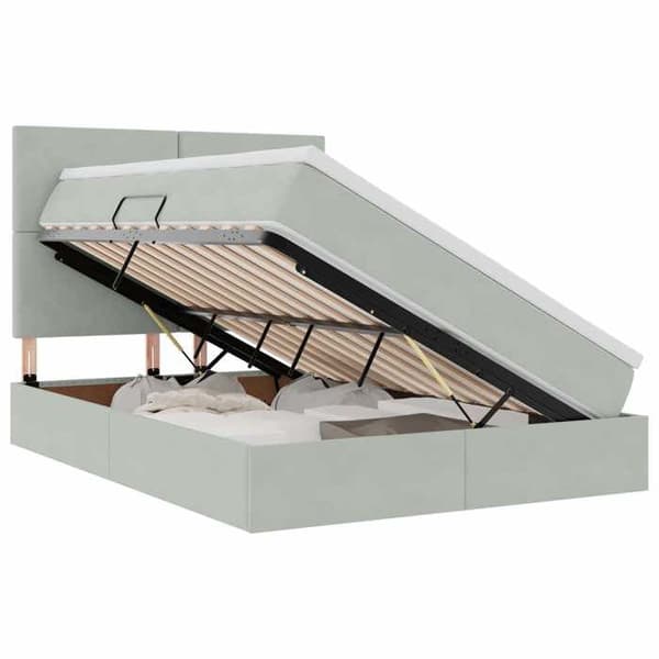 Maison Exclusive - LED opbevaringsseng med madras Lys grå 140 x 190 cm Ljusgrått
