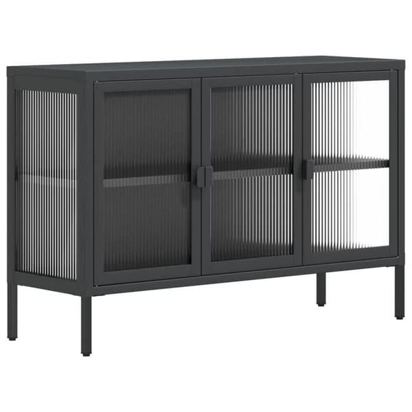 Maison Exclusive - Buffet sort 105x35x70 cm glas og stål Svart