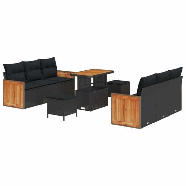Maison Exclusive - 9-delars trädgårdsoff-set 8-sits svart Svart