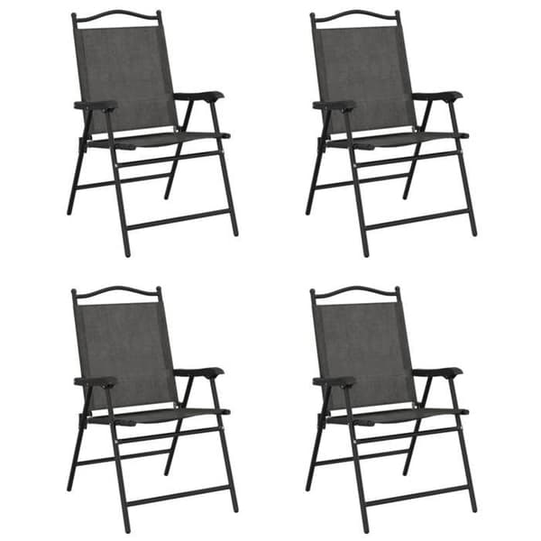 Maison Exclusive - Fällbara stolar, set om 4, grå melerad, stål och textilene Ljunggrå