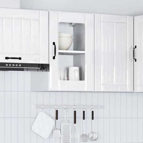 Maison Exclusive - Väggskåp kök med glasdörr Lucca vit glansig Vit