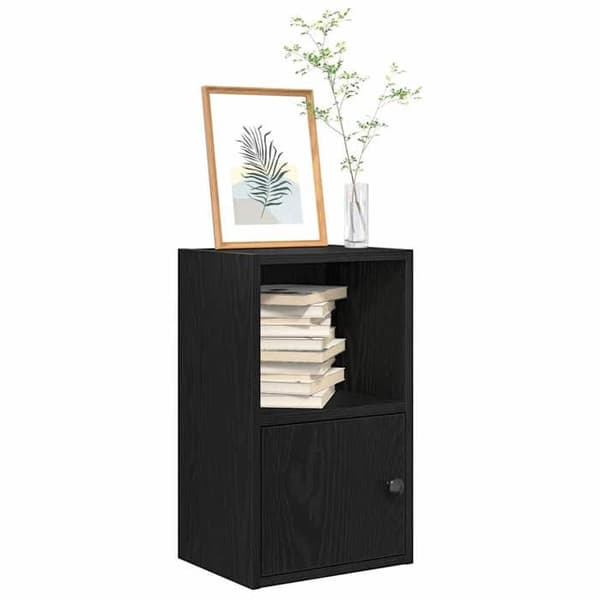 Maison Exclusive - Bibliotek i sort egetræ 31x24x52 cm ingeniørtræ