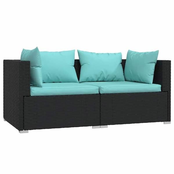 Maison Exclusive - Soffa 2 platser med kuddar Svart Flätad resin