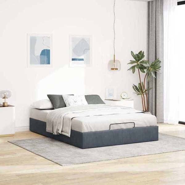 Maison Exclusive - Sängram ottoman utan madrass mörkgrå 140x200 cm sammet