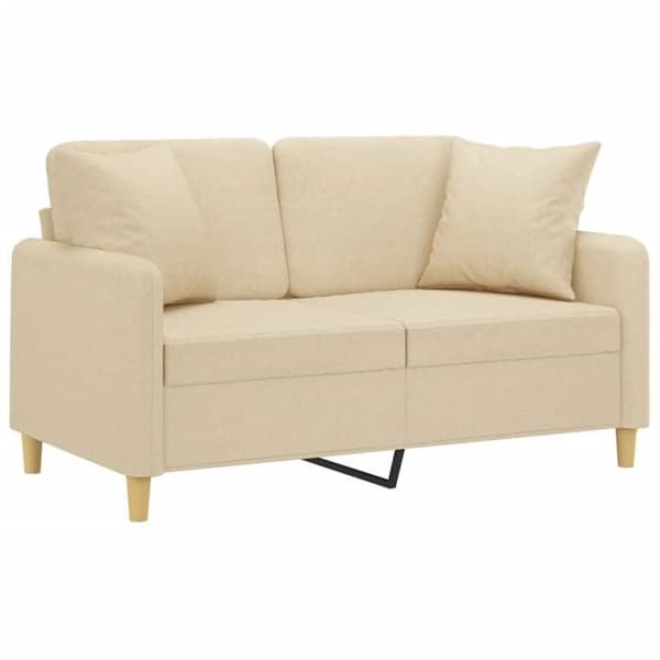 Soffa 2 platser - Maison Exclusive - Krämfärgad tyg - Robust metallram - Kuddar ingår Grädde